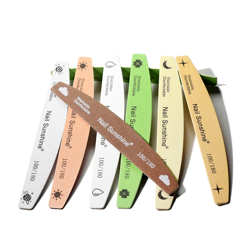 100 Pcs Macaron Nail File Set (100/180 Grit) - Professional Wooden Files