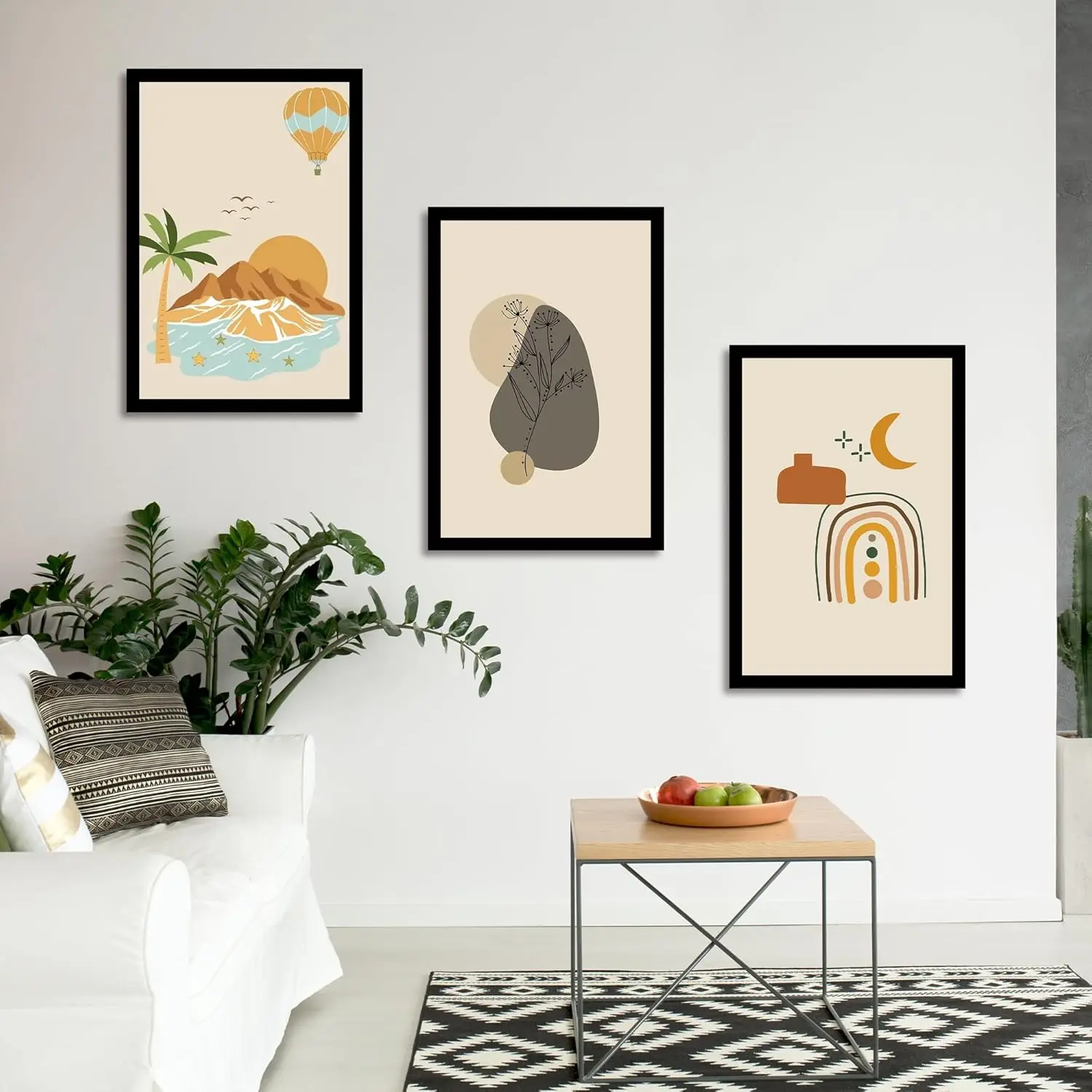 16x24 Picture Frame Set of 5, Black Poster Frame, Display Pictures 12 x 18 with Mat or 16x 24 Without Mat