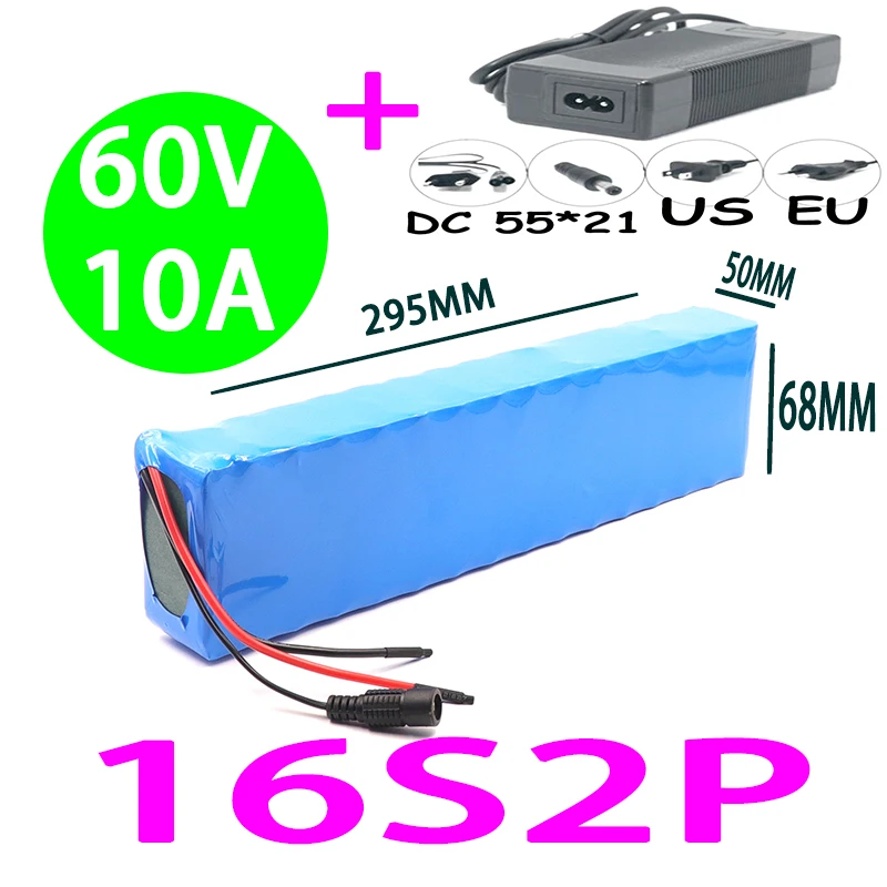 

Special offer 16S2P 10Ah 18650 Li-ion Battery Pack 67.2V 10000mAh Ebike Electric bicycle Scooter with BMS 1000Watt plug