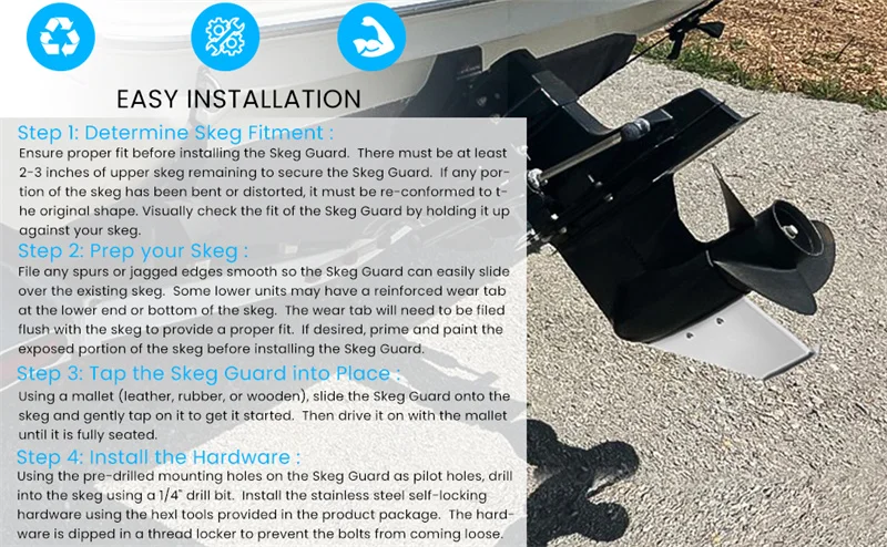ANX 27061 Skeg-Schutz zur Reparatur beschädigter Skegs für Mercury/Mariner – Edelstahl-Schutzvorrichtung für Skegs, Bootsteil, Außenzubehör – Detail 12