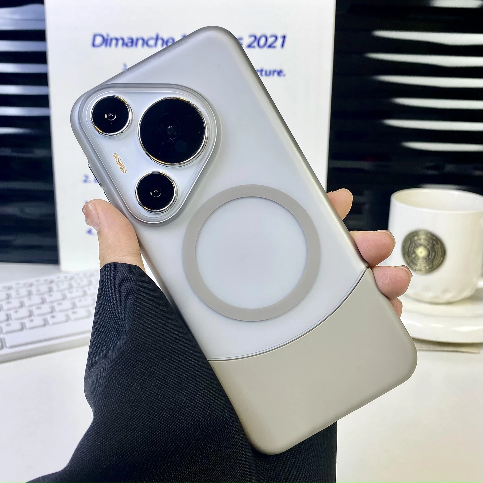 Luxury Matte Magnetic Phone Case with Wireless Charging and Shockproof Back Cover