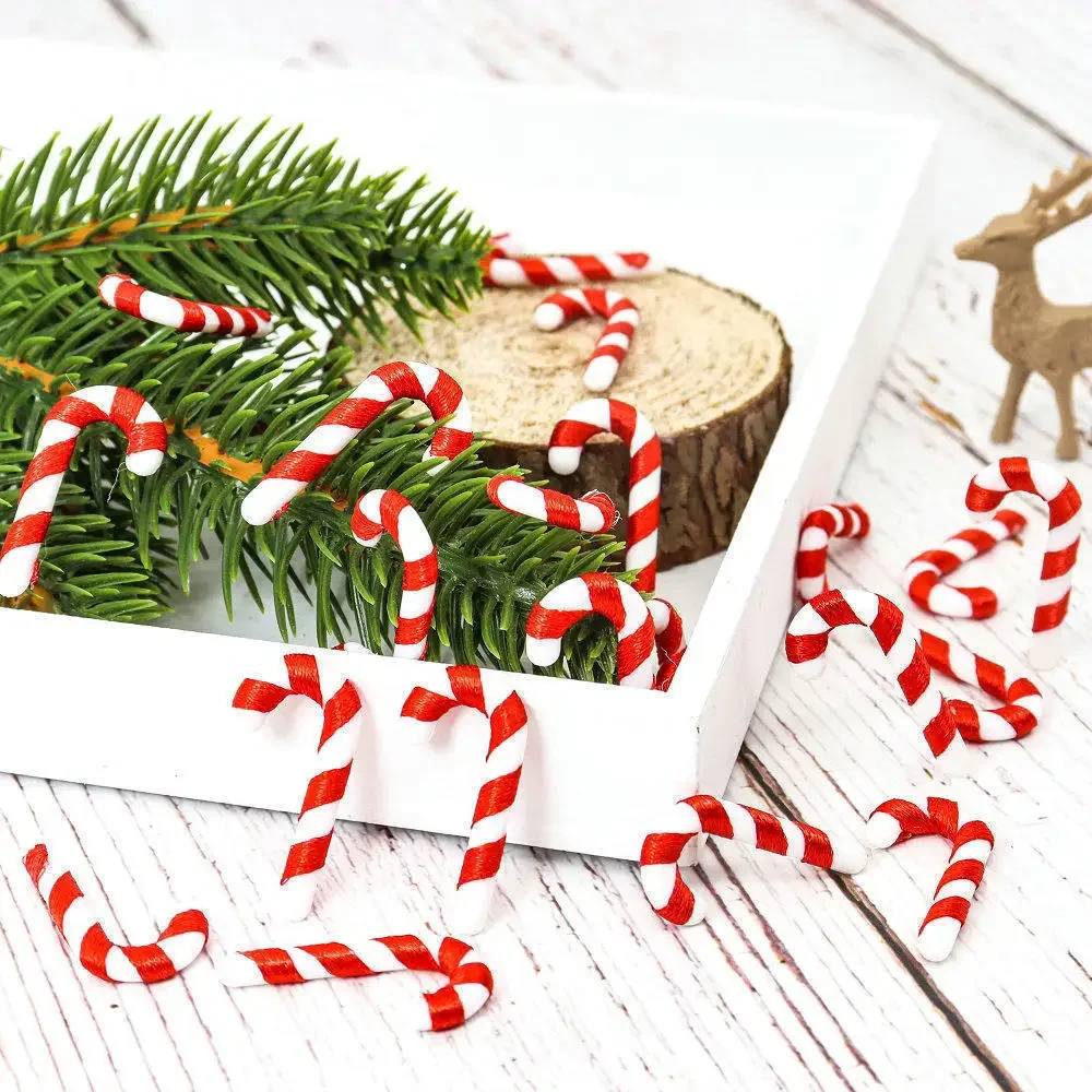 20 piezas de mini bastones de caramelo para decoración navideña, decoración para árbol de Navidad, colgante de Navidad, decoración para el hogar, regalo de Año Nuevo 2023-2024 para niños