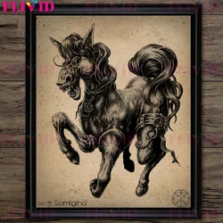 Vintage Gothic Wall Art Canvas: Demons in the Book of Shadows - Pagan Demon Art Poster Print Decor - 10X15cm NoFrame (D)