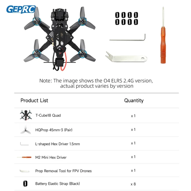 GEPRC T-Cube18 HD O4 FPV Quadcopter 1.8Inch TAKER F411-12A O4 Air Unit VTX 1002 18000KV Motor Mini RC Quadcopter Freestyle Drone 6
