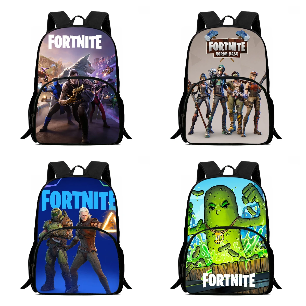 Fortnite Cartoon Backpack with Front Pocket - Large Capacity Lightweight Ergonomic School Bag for Boys Girls Age 5-8, Gift 1