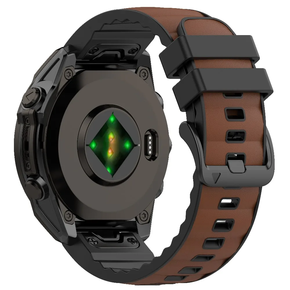 Quickfit Silicone & Nylon Strap with Leather Accents - Premium 26mm/22mm Band