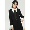 FA648 2024 Autumn Wear New Women's Solid Color Simple and Fashionable Coat Design Sense Color Blocking Slimming Top 6