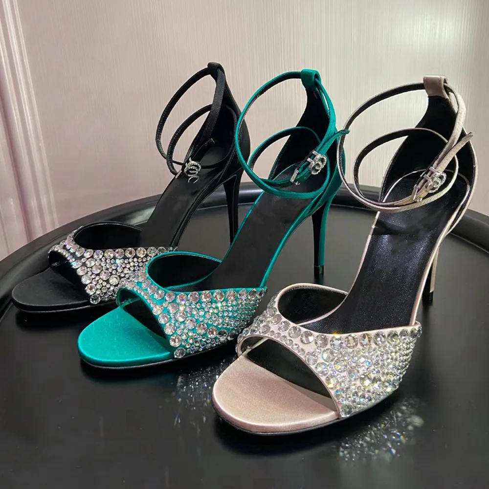 

Peep Toe Pumps Buckle Strap Women Shoes Round Toe Sandals Crystal Sapatos Feminino Party Chaussures Femme Fashion Zapatillas
