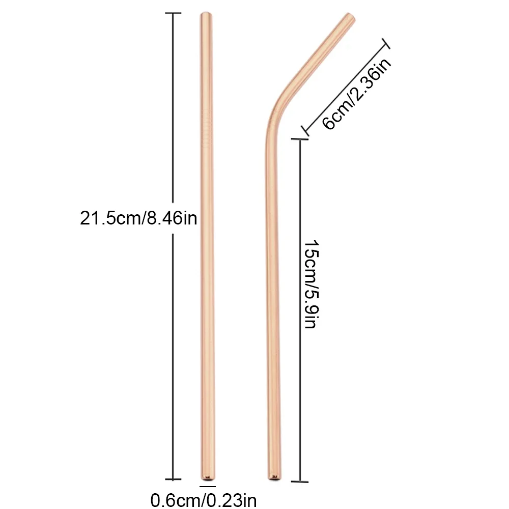Eco-Friendly Reusable Stainless Steel Drinking Straw Set with Cleaning Brush - 3 Pieces