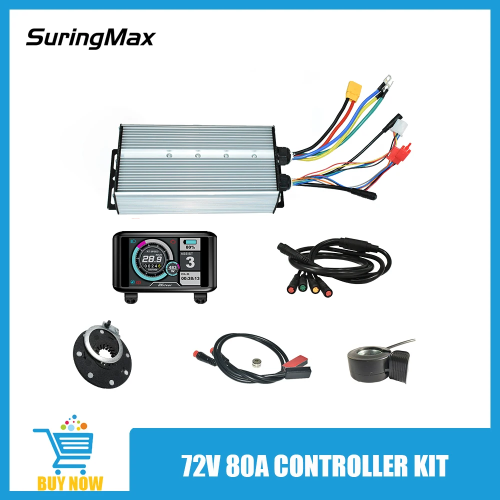 Waterproof Electric Bicycle Conversion Parts, 72V, 80A Controller, Square Wave, LCD Display, 3000W Motor Ebike controller Kit