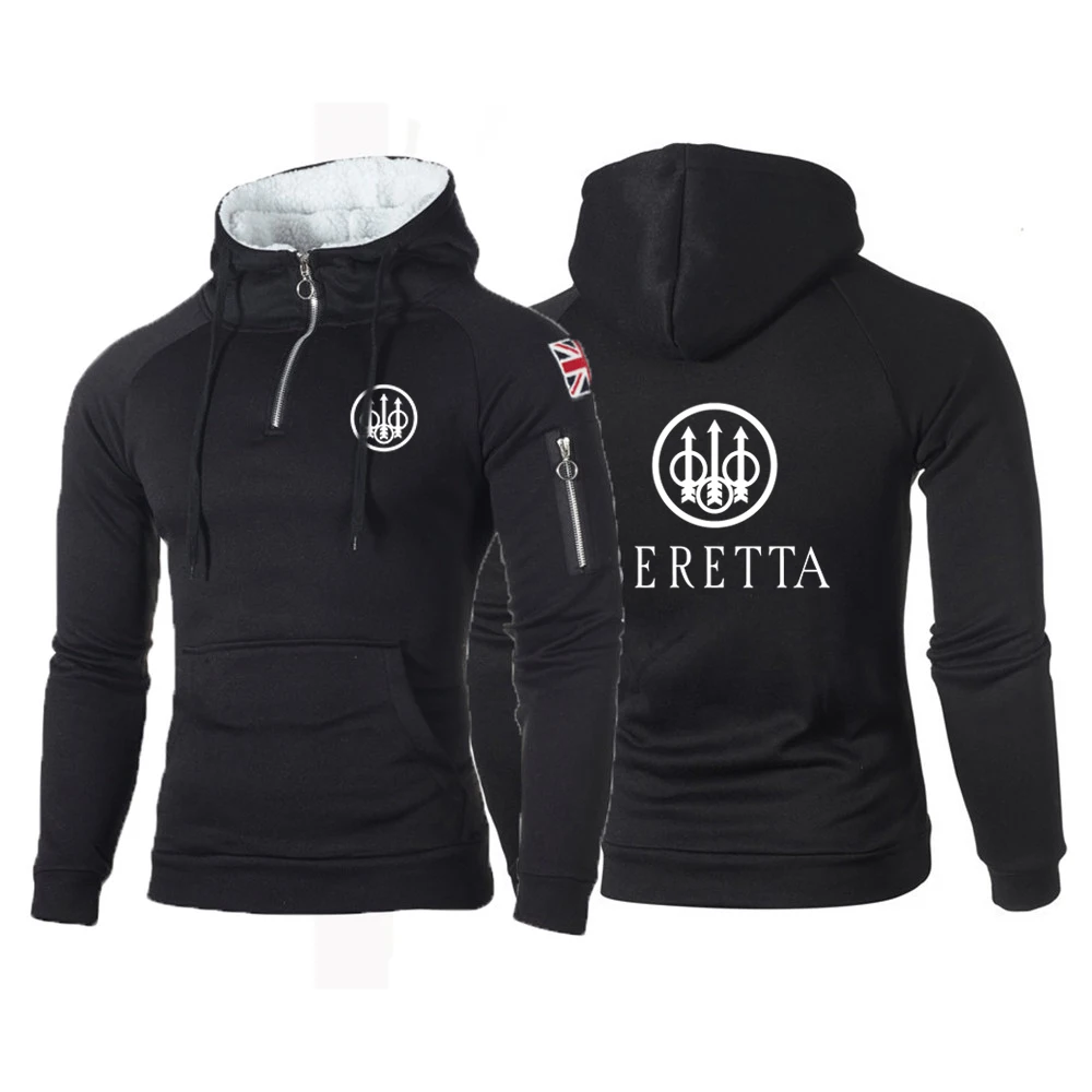 

2024 men's printing new Bei Leita spring and autumn warm hooded sweater hooded sweater fitness jogging coat jacket.