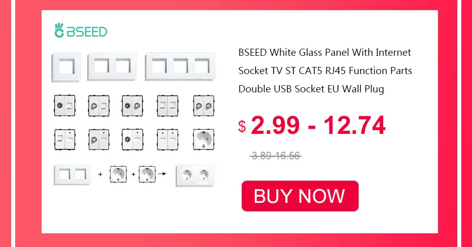 Description Picture 3 of itemBSEED Zigbee Touch Switches Function Base 1/2/3Way Glass Panels EU Wall Smart Socket Tuya Smart Life App DIY Parts Only