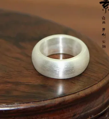 커플용 순수 실버 링, 브러시 표면 손가락 링, 와이어 드로잉 표면, 맞춤형 링..