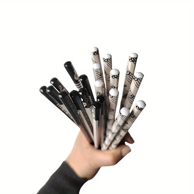 10Pcs Piano Music Note Pencil + 4pcs Pencil Eraser Stationery HB Wooden Painting Sketch Pen Exquisite Gift 4
