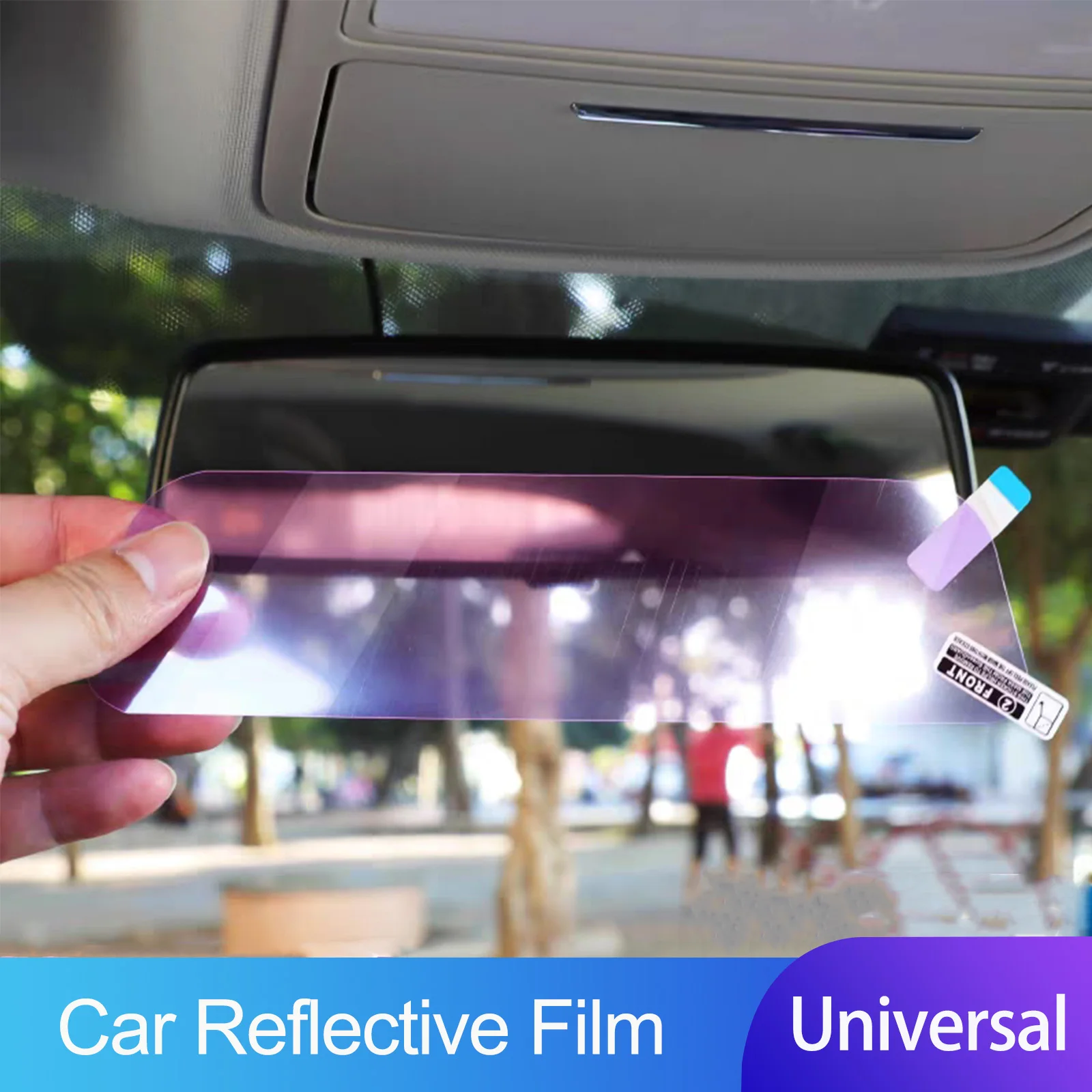 Car Interior Rearview Mirror Rainproof Film Anti-Glare Anti-Fog PET Nano Protective Sticker Protective 198mm*52mm Universal