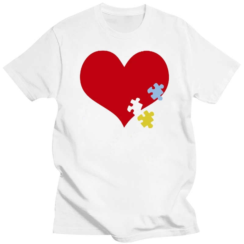

2020 Hot sale Fashion Summer Style Children Cancer Therapy Art Autism Awareness Hart Puzzle Mens White T-Shirt Tee shirt