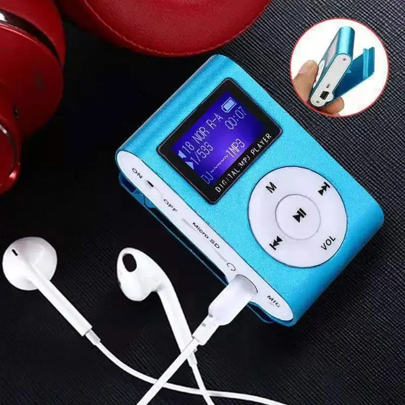 1pc Portable MP3 Music Player Mini Metal Clip MP3 Student Walkman Support Micro SD TF Card LCD Screen Fashion Sport Music Player