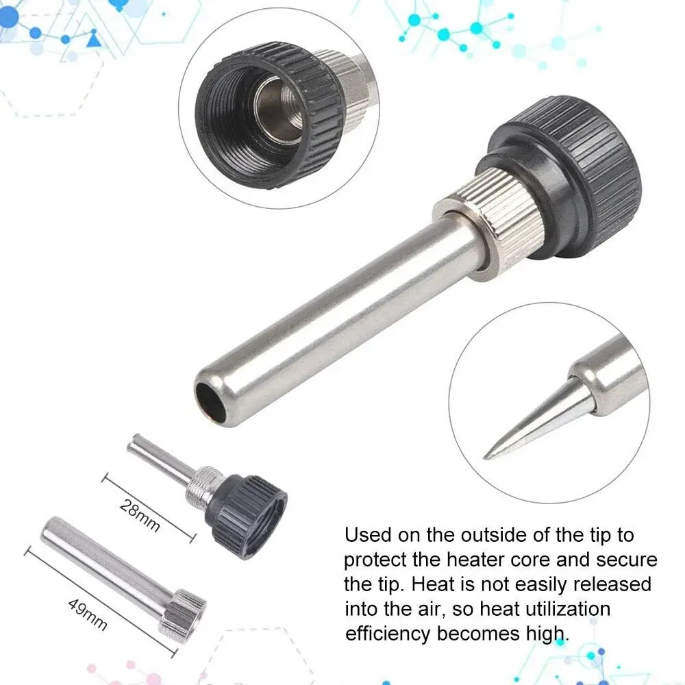 10Pcs Soldering Iron Tips 900M Lead-Free Replaceable with Welding Sleeve for Station