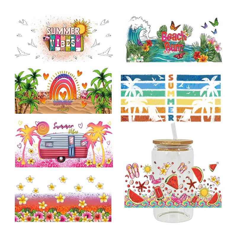 UV DTF Transfer Sticker for 16oz Libbey Glasses Bottles Cup Can DIY Waterproof Decals D6993