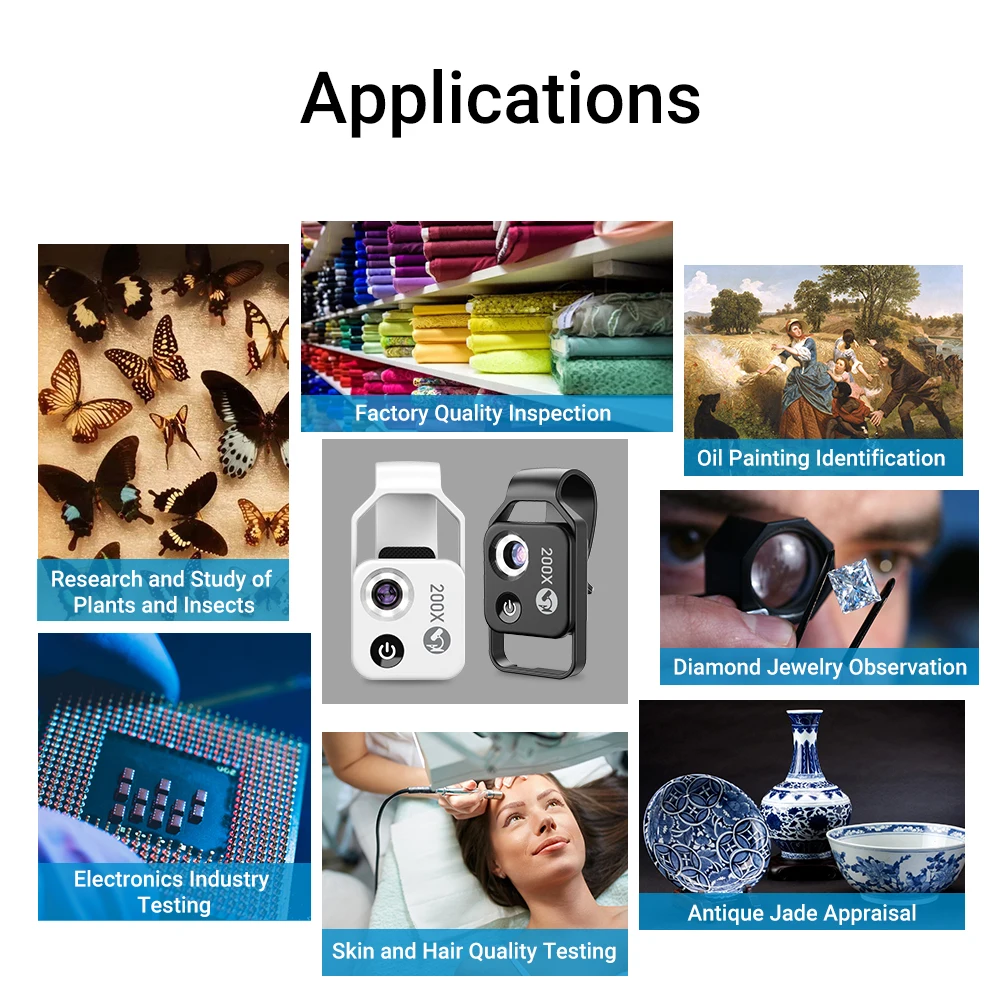 APEXEL 200X 전화 카메라 현미경 렌즈 HD 강력한 핸드폰 망원경 렌즈 휴대용 디지털 현미경 전화 매크로 Lentes