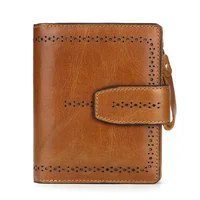 Women's RFID Blocking Leather Small Compact Bi-fold Zipper Pocket Wallet Card Case Purse with id Window 2