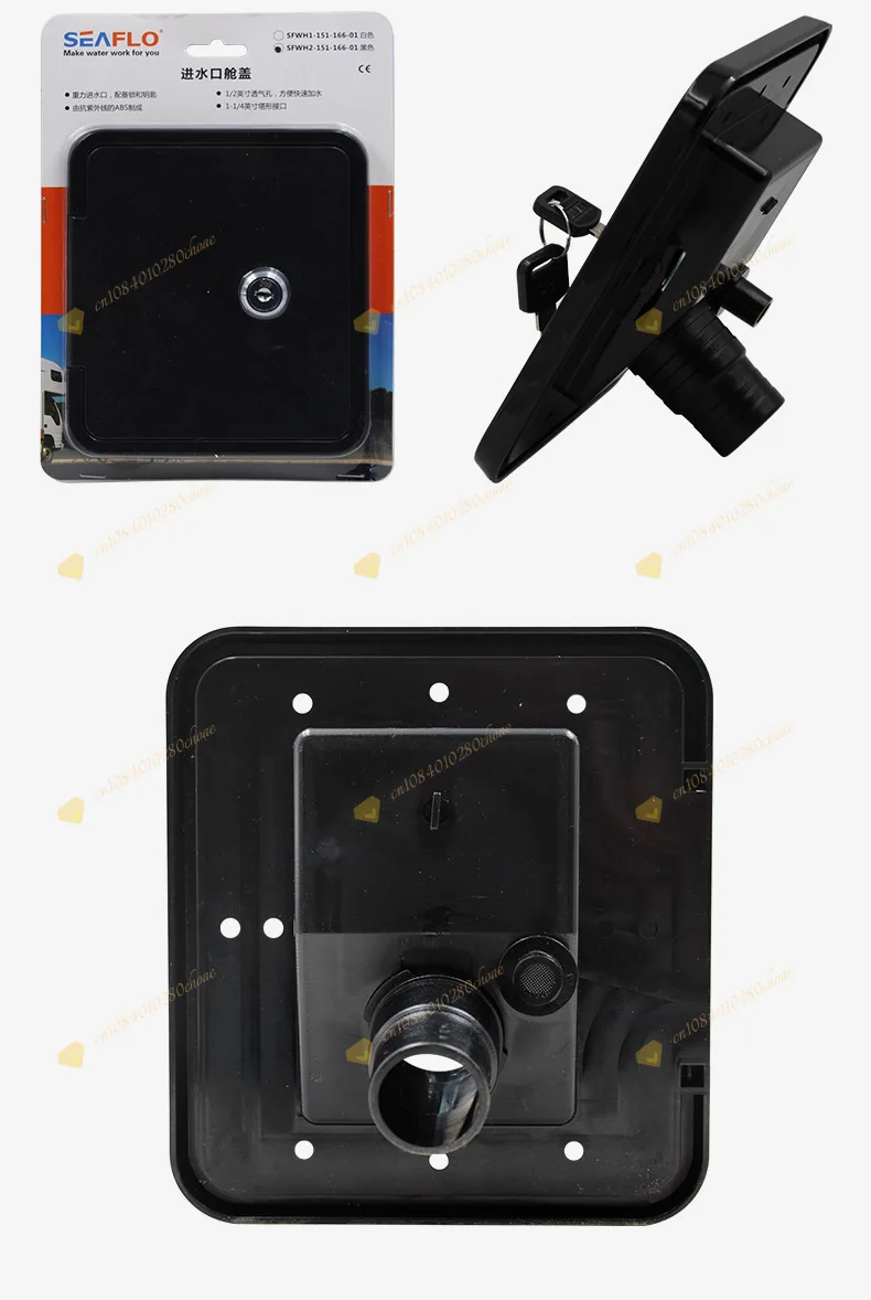 RV square water inlet water filling port with pressure inlet gravity filling po