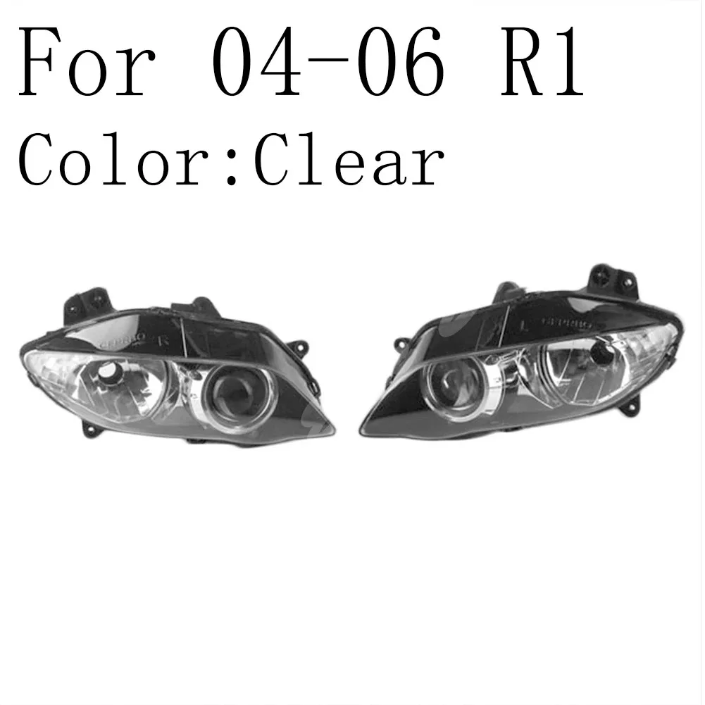 Motorcycle Front Headlight Lamp Assembly For Yamaha Yzf-R1 2004 2005 2006 Clear Lens