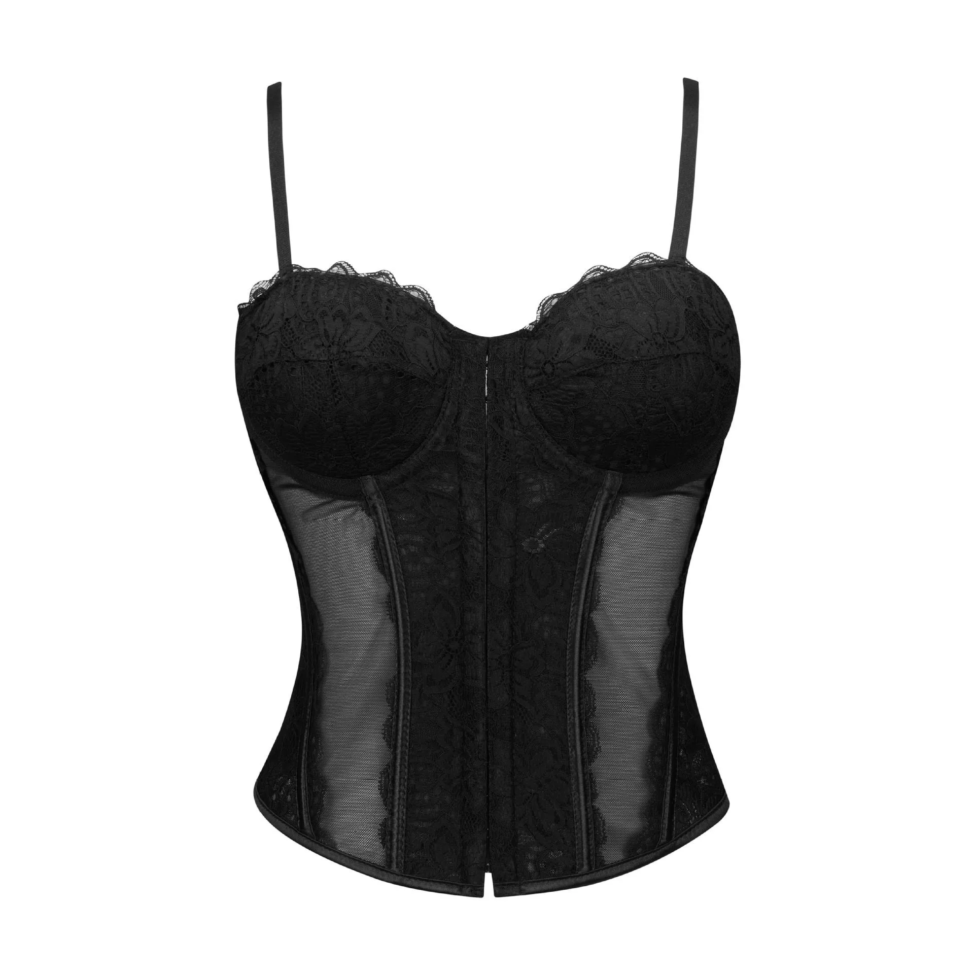 Lace-trimmed top sheer sensual padded corset corset halter top for women