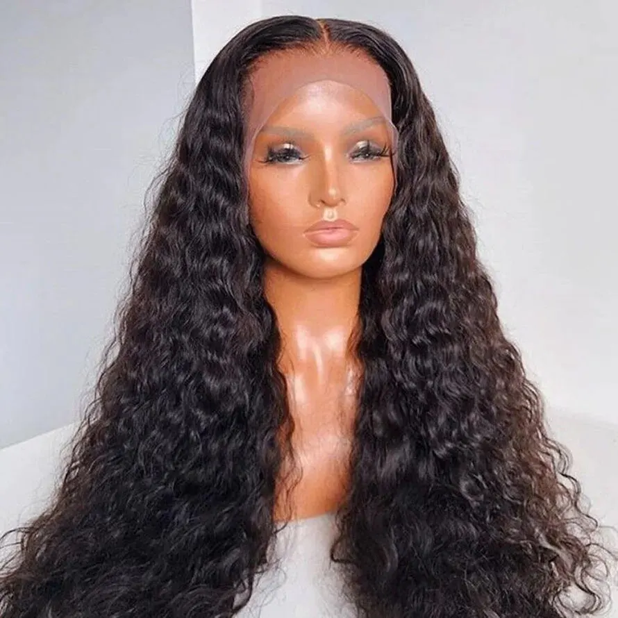 2024 New Lace Front Wigs 26inch 180density Kinky Curly Synthetic Deep Water Wave For Black Women Pre Plucked With Baby Hair