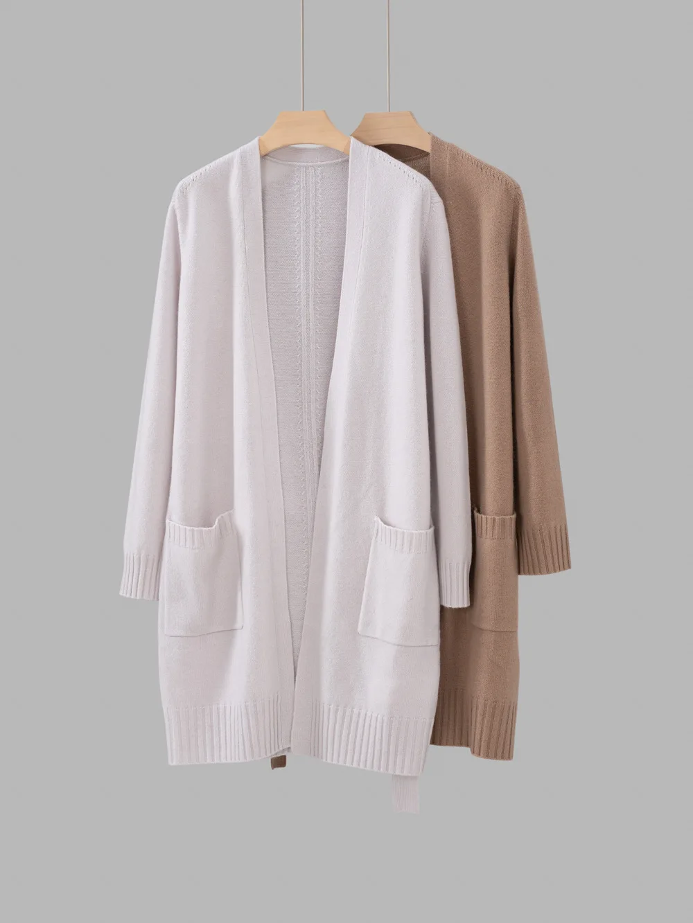 

Loose Women Mid-Length Cardigan Korean Lace-Up Autumn New Casual V-Neck Knitted Coat With Pockets