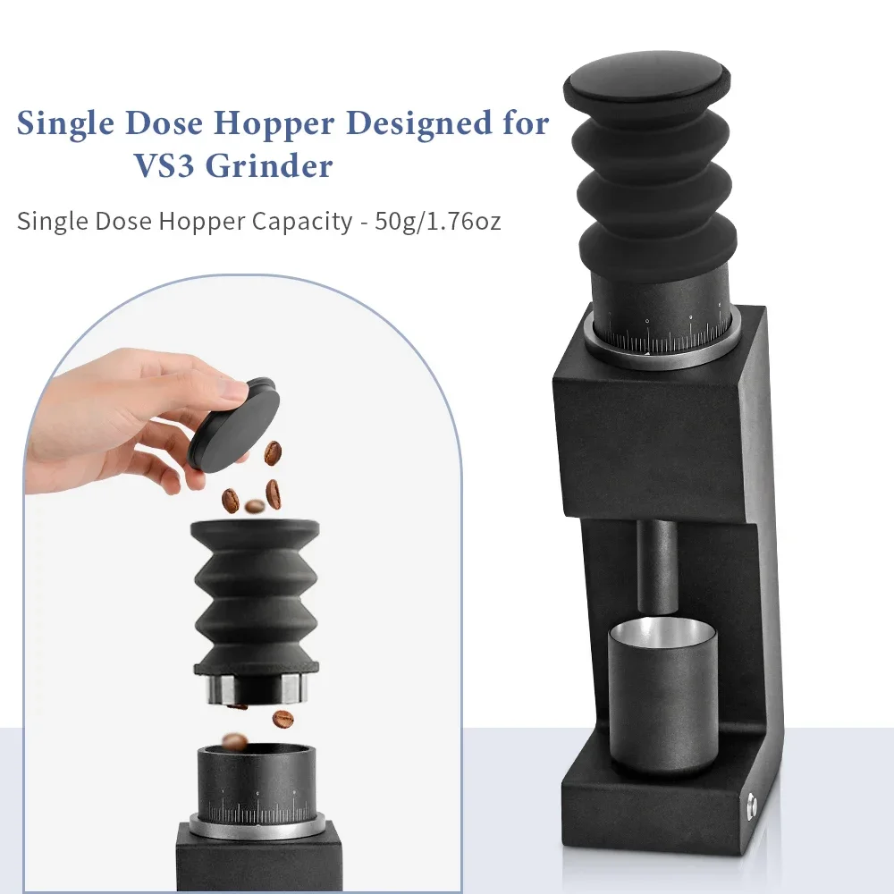 VS3 Coffee Bean Grinder Machine Electric Portable Household Coffee Grinder with Single Dose Hopper Cleaner Silicone Bellow 4