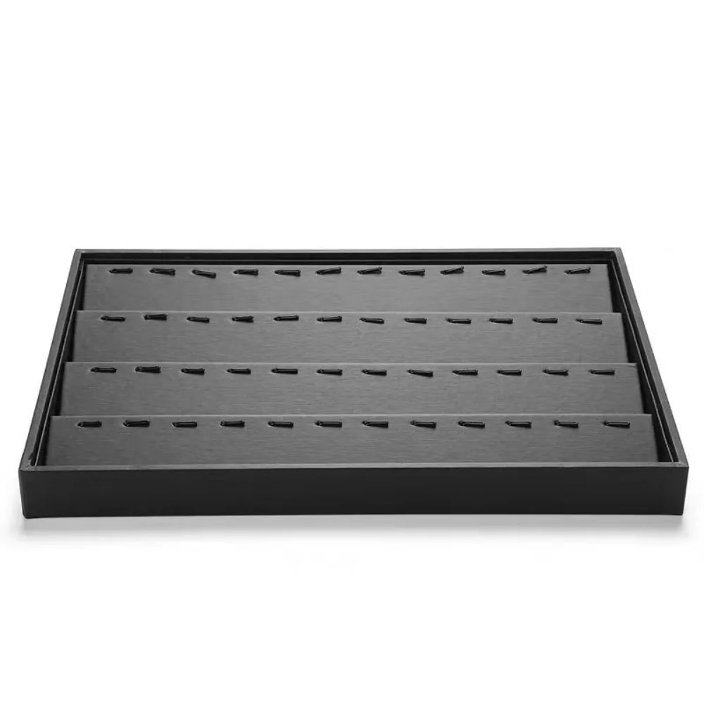 Stackable Black Jewelry Display Tray with Multi-Compartment Storage