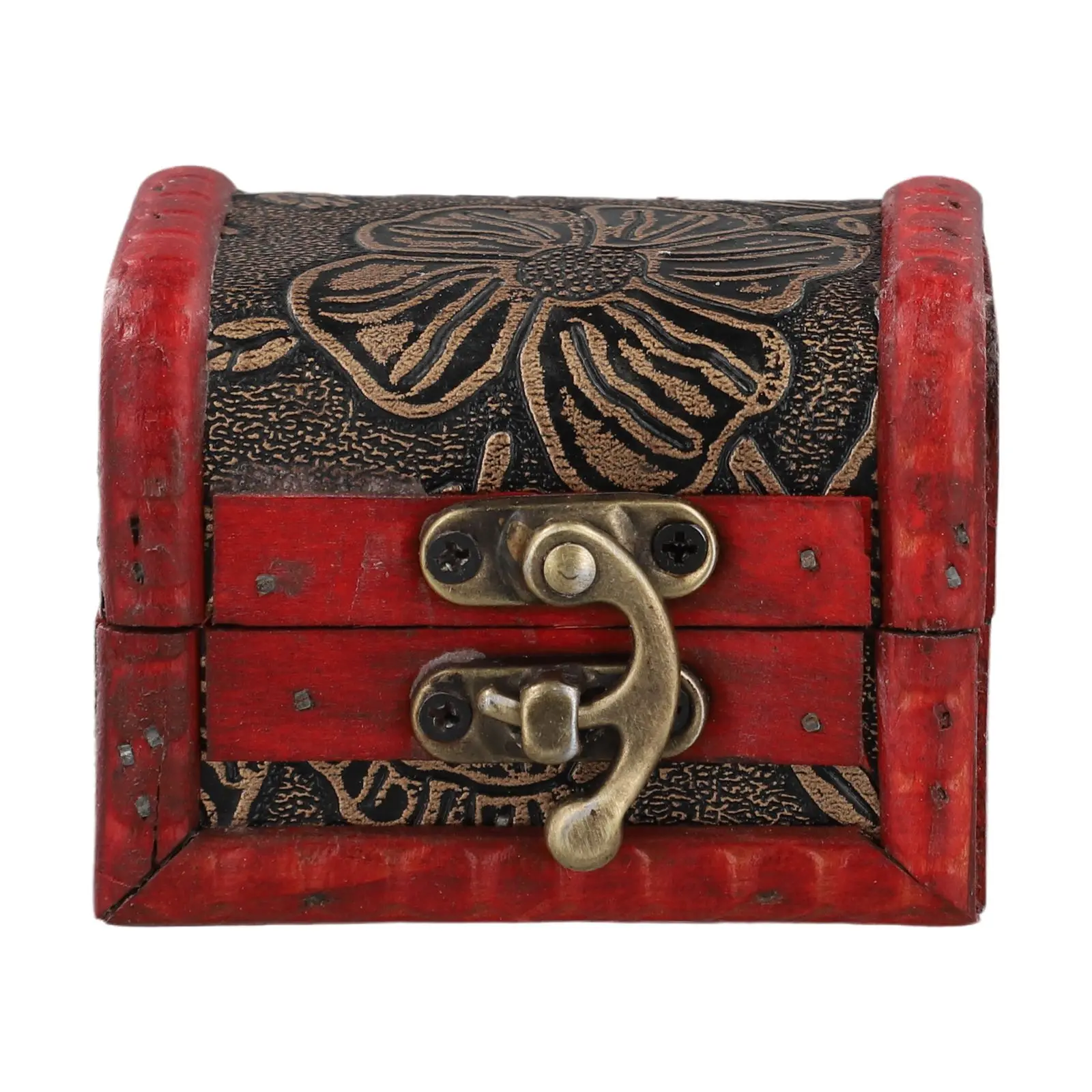 1PC Antique Mini Wood Treasure Chest Storage Box Jewelry Organizer Box Gifts Box Wooden Treasure Chest Jewelry Trinket Box 4