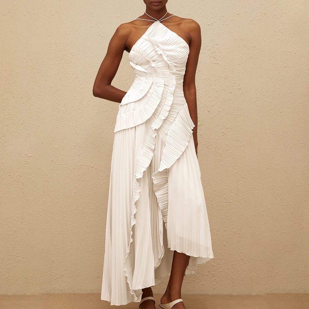 فستان VGH مثير غير متماثل بدون ظهر للنساء بدون أكم...