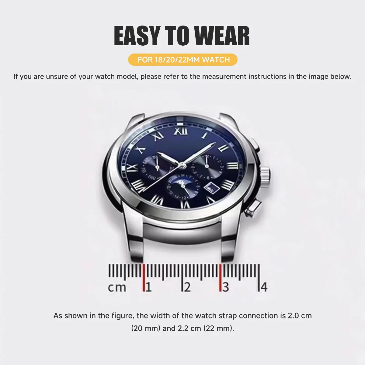 Universal Silicone Sports Strap Bracelet, 20mm/22mm,