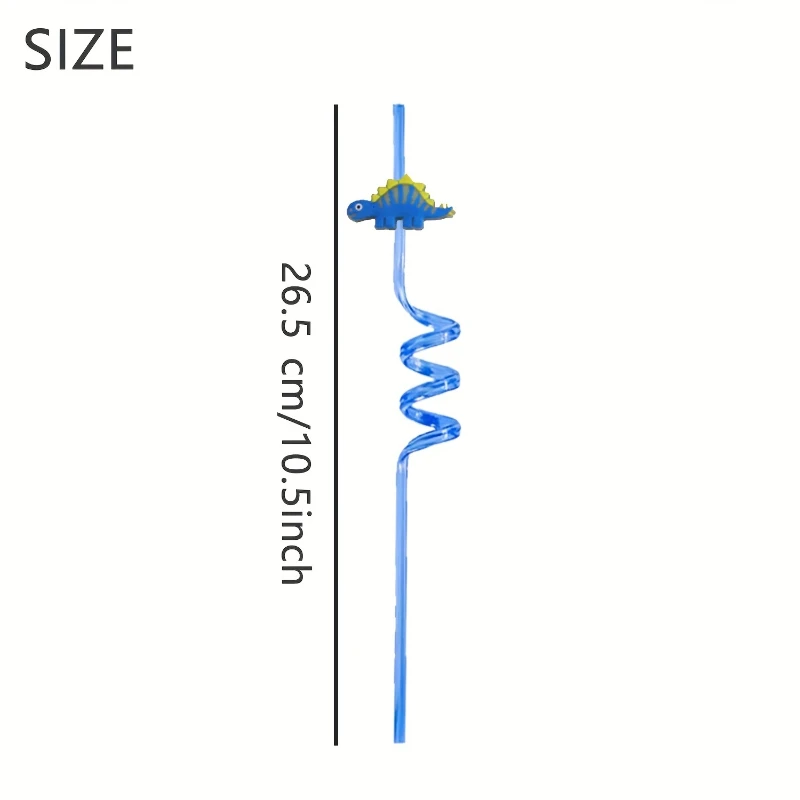 8 PCS Dinosaur Gift Pack Straw Accessories Cartoon Patch Art Design Birthday Party Cute Spiral Creative Straw Party Small Gifts