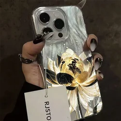 Elegant Pink Peony Lotus Print Shockproof Silver - Plated Phone Case for iPhone SE (2020) (T8356)