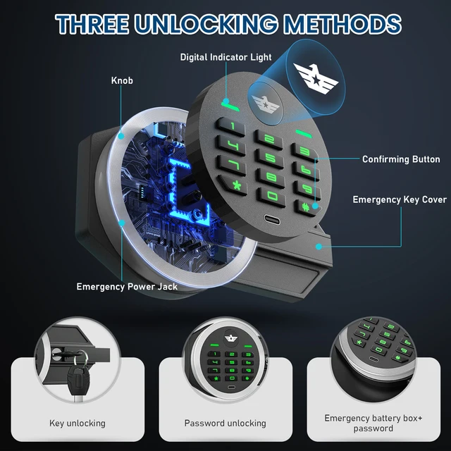6.0 Cub Safe Box, Heavy Duty Large Safe with Dual Alarm System, Home Safe with Deposit Slot and Backlit Keyboard 2