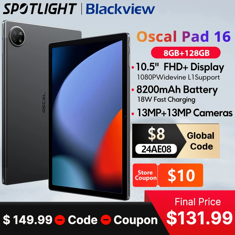 1948 World Muslimah Oscal Pad 16 Tablet 10.5 ''Fhd + Display 8Gb 128Gb/256Gb 8200Mah Unisoc T606 Octa Core 13Mp Fotocamera