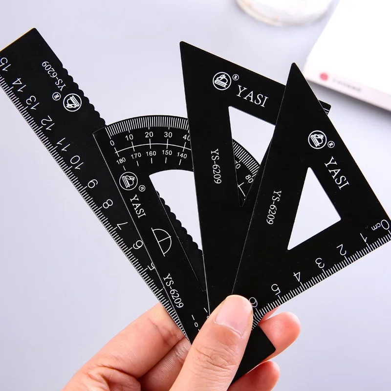 Aluminum Alloy Ruler Stationery Set Multifunctional Combination Ruler Triangle Protractor for School Office Measuring Drawing