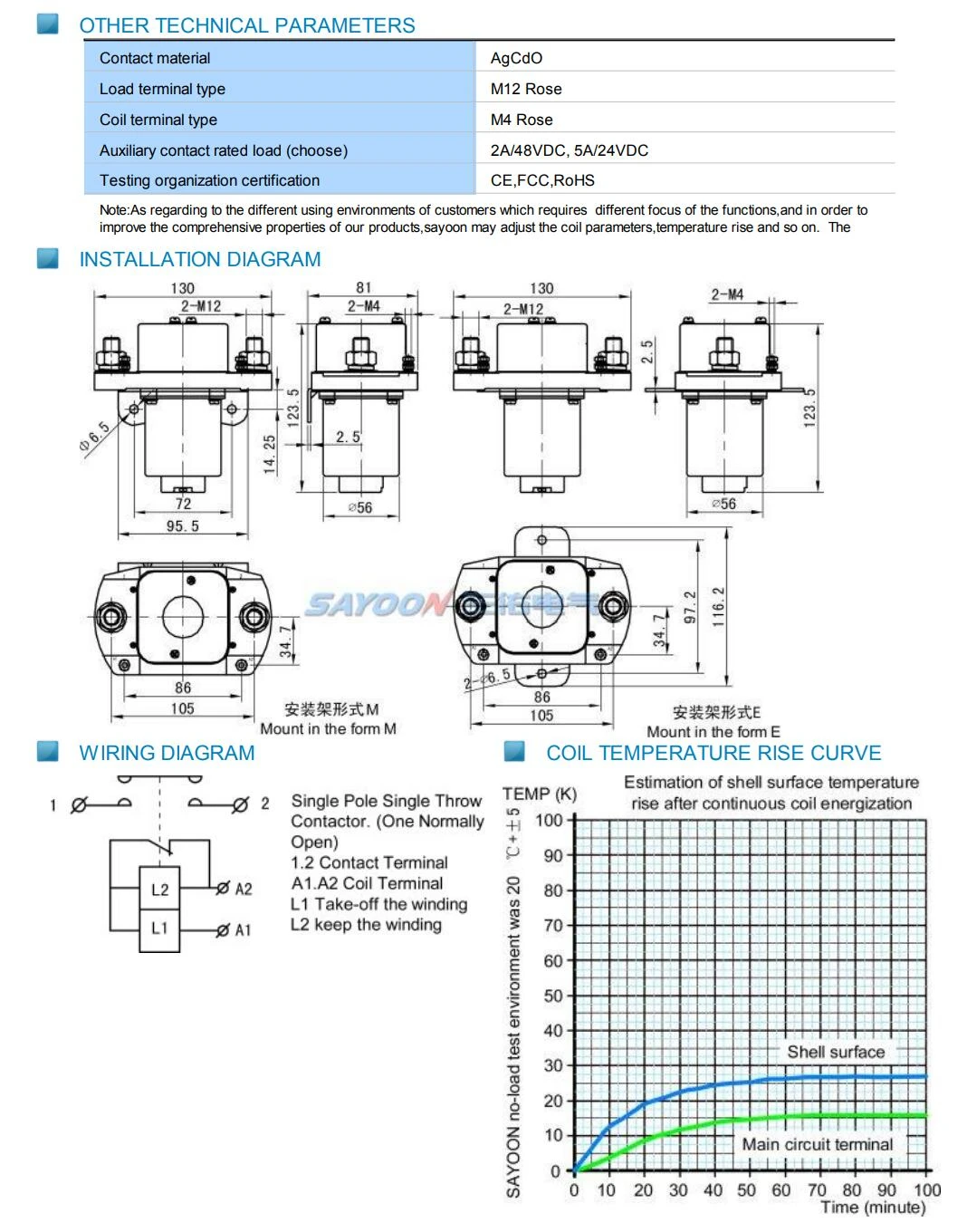 contínua de energia única bobina dc contator