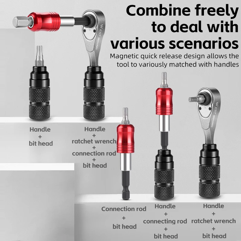 WEST BIKING Portable Toolkit Multifunctional Repair Tool Bag Ratchet Wrench Kit Tire Lever Mini Pump Tools Set Bike Accessories