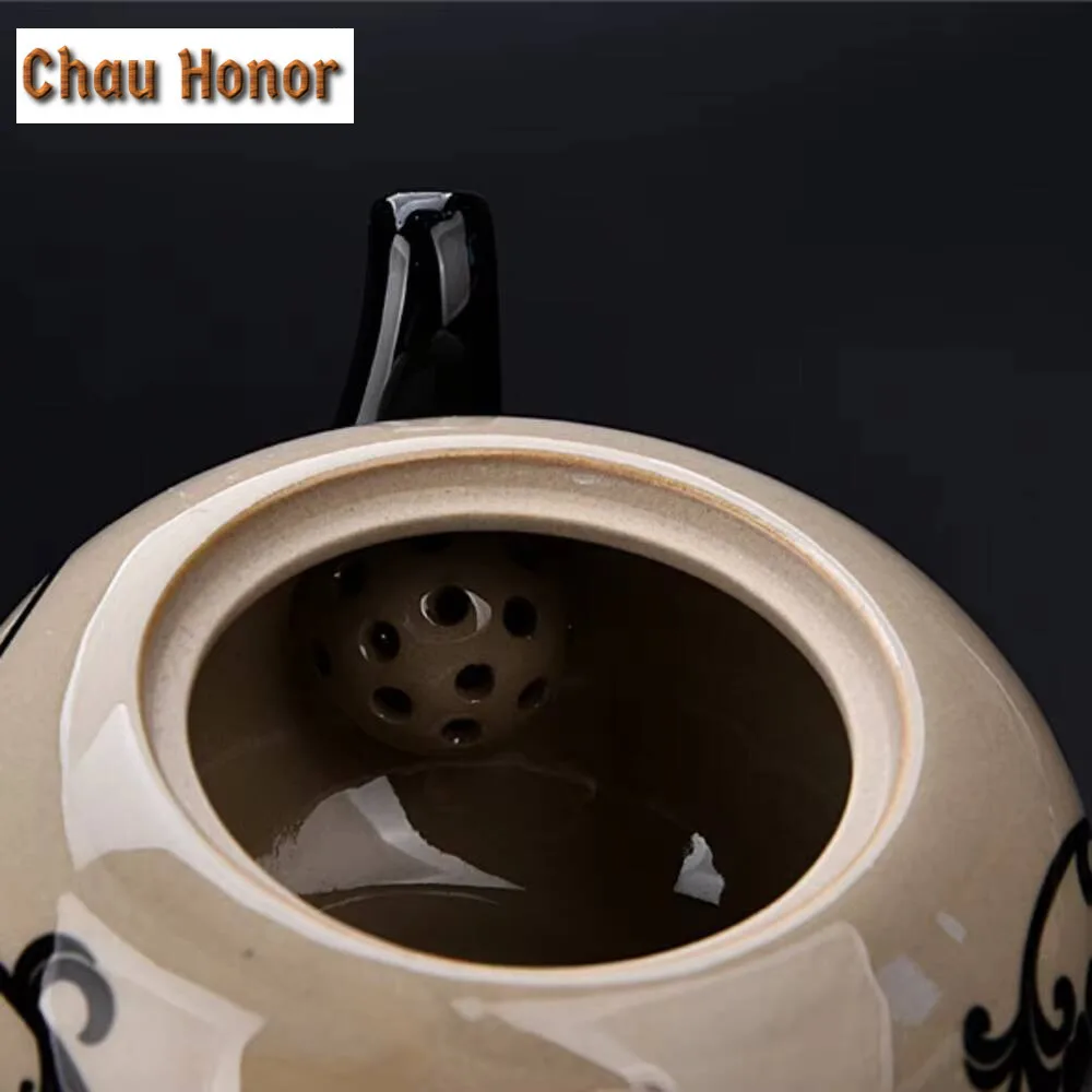 120ml Cizhou Porcelain Kiln Gaiwan  Antique Kung Fu Respecting Big Ceramic Three Talents Bowl Soaking Tea Pot Tea Brewing Kettle