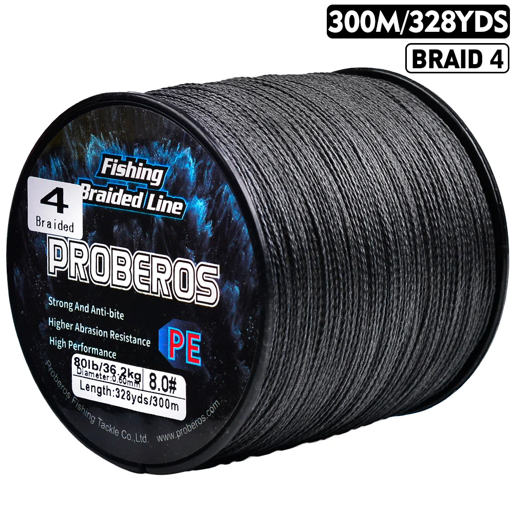 Durable 4-Strand Braided Multifilament Fishing Line for Long Casting in Freshwater and Saltwater