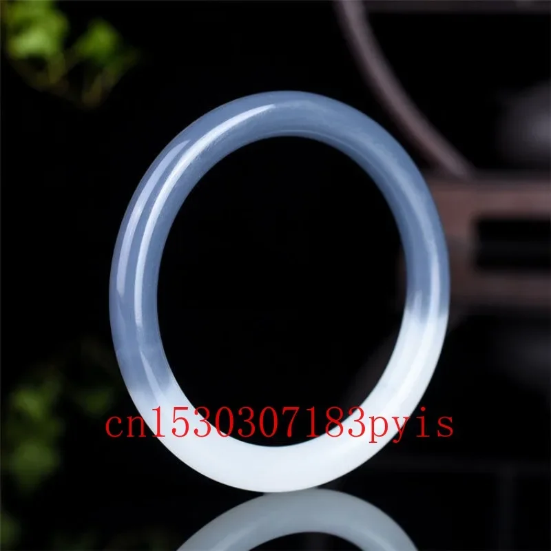 

Natural Genuine Hetian Jade Smoke Grey Round Bracelets Bangle Fashion Charm Jewelry Jadeite Accessories Amulet Gifts for Women