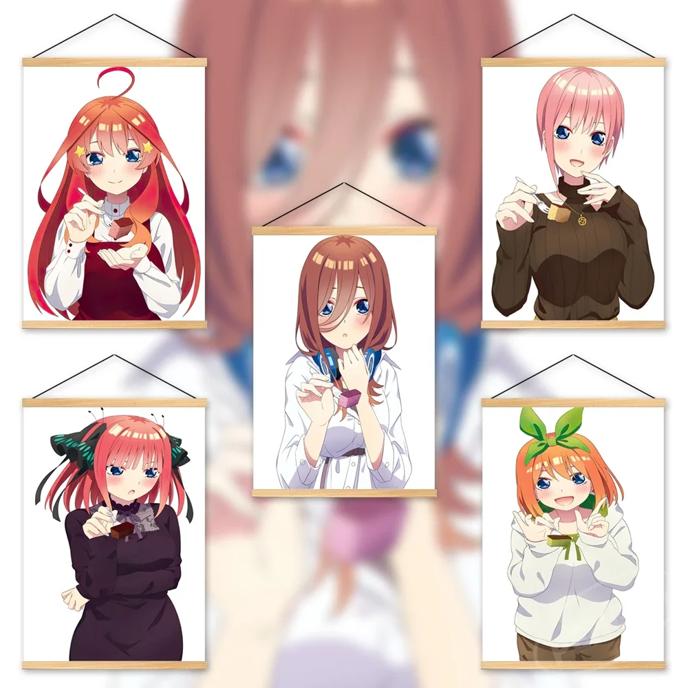 

Anime Wooden Hanging Painting HD The Quintessential Quintuplets Canvas Print Poster Wall Art Modular Home Decor Picture Bedroom