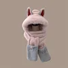 Winter new Firefox ears warm furry skiing scarf gloves one-piece hat children 4