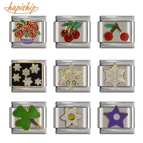 Hapiship 새 데이지 꽃 스타 눈송이 체리 DIY 이탈리아 매력 팔찌 : 표현의 우아함 추천