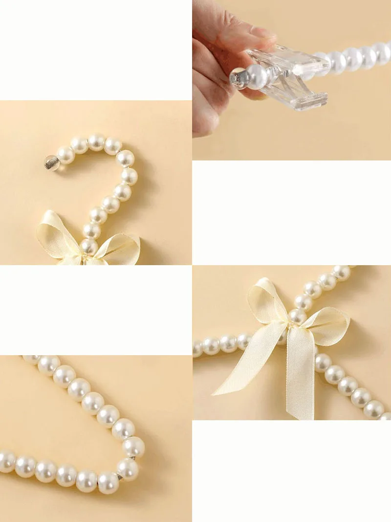 25cm children's cute princess pearl bow hanger girl heart hanging dress women's clothing storage hanger dormitory balcony cabine