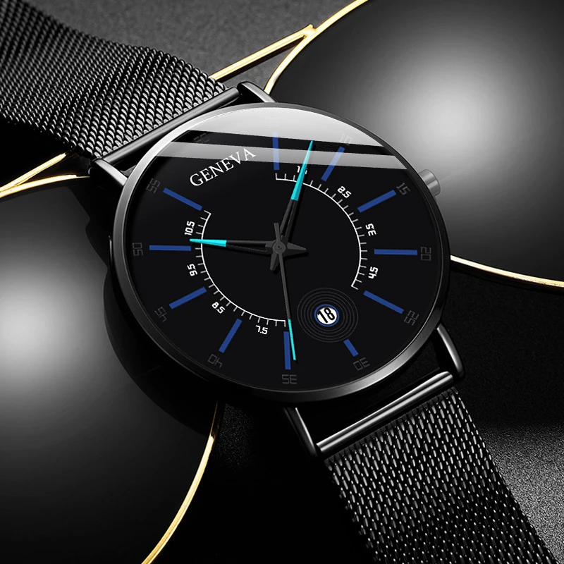Men Watches 2022 Luxury Fashion Mens Business Watch Ultra Thin Thin Stainless Steel Mesh Belt Quartz Wrist Watch Reloj Hombre
